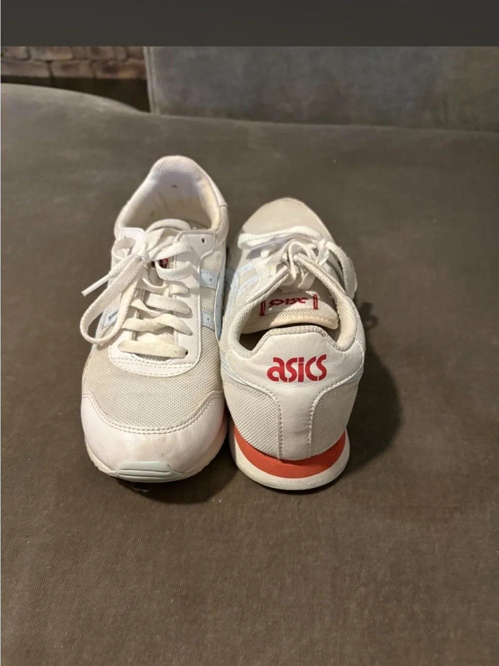Asics Women's White and Light Blue Lace-Up Sneakers